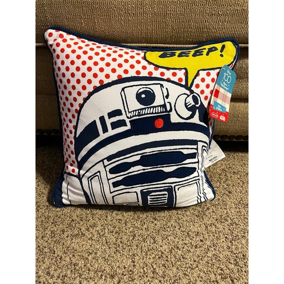 Disney Embroidery/Corduroy Kids Throw Pillow‎ Featuring R2D2 - Picture 1 of 2